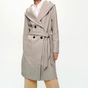ZARA Gray BELTED SOFT HOODED Oversized COAT Size XS